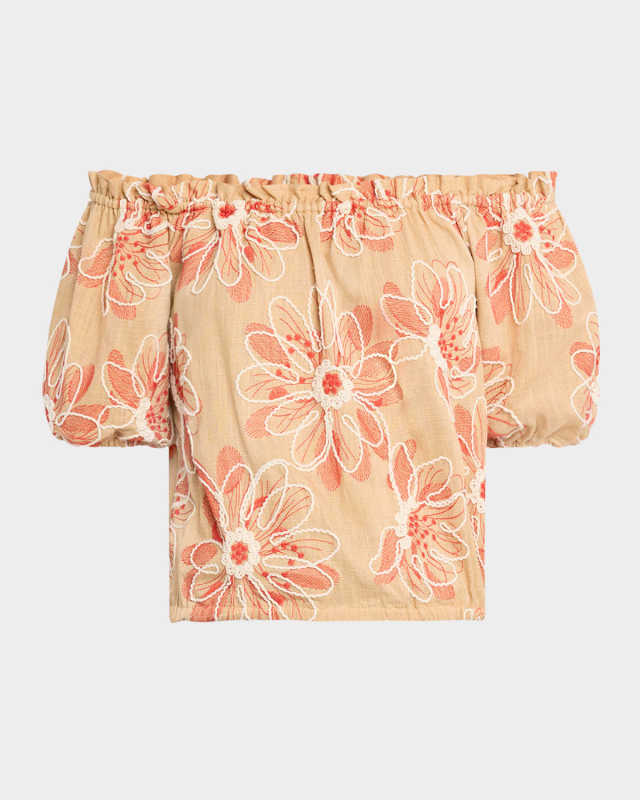 Lana Floral Embroidered Off-Shoulder Blous